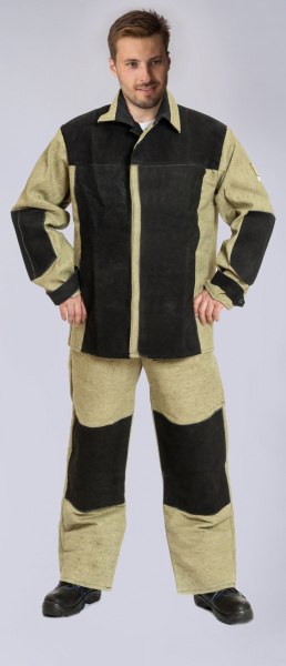 Костюм сварщика А4 комб. 2 кл.защиты с БР (черный/бежевый)