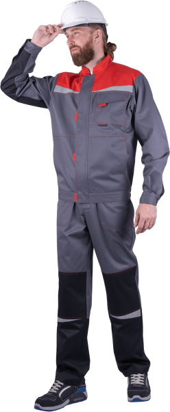 Костюм КМ-10 ЛЮКС летний с БР (серый/красный)