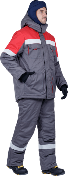 Костюм ЭЛЕКТРОСТОП ТЕРМО ЗЭТВ 62.5 зимний с БР (серый/красный)