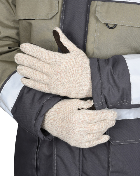 Перчатки SAFEPROTECT ЮКАГИРЫ утепленные со спилком (бежевый) ОТГРУЗКА КРАТНО 12 ПАР