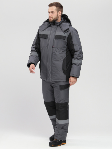 Костюм ВЕКТРОН-2 СОП зимний с ПК (т.серый/черный)