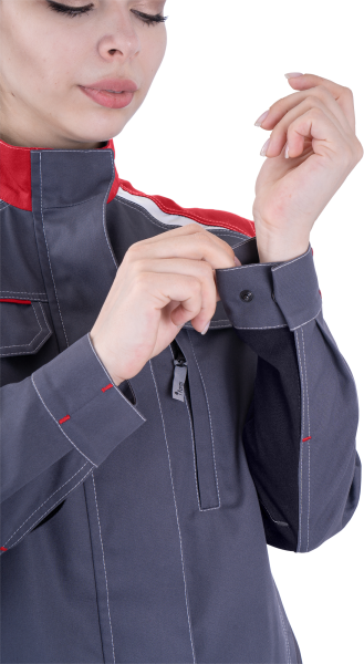 Куртка ТУРБО SAFETY женская (серый/чёрный/красный)