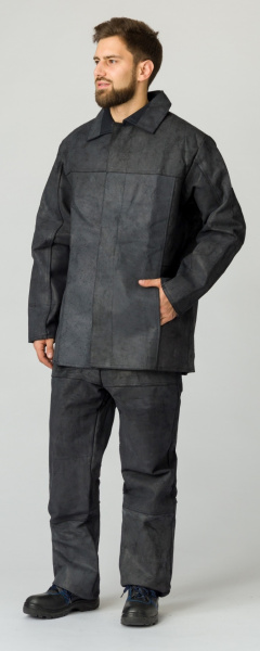 Костюм сварщика цельноспилковый 2 кл.защиты спилок 0,9-1,2 (черный)