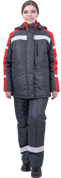 Костюм РОУД женский зимний с ПК (т.серый/красный)