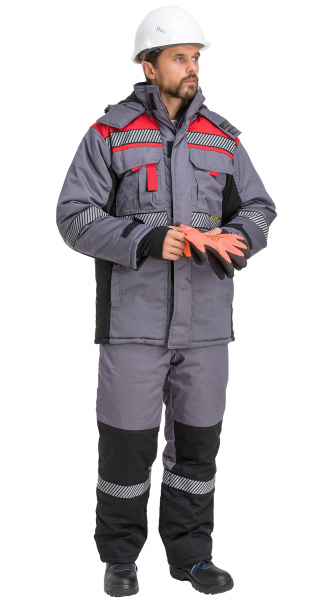 Костюм RONTA KS581 зимний с СОП (т.серый/красный/черный)