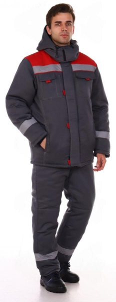Костюм зимний с ПК (т.серый/красный)