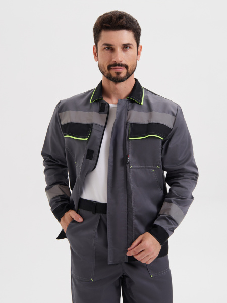 Костюм СИСТЕМА с БР (т.серый/черный/лимонный)