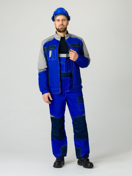 Костюм ВЕКТРОН-2 с ПК (васильковый/т.синий/св.серый)