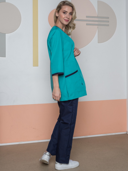 Костюм ВОЯЖ женский с БР (св.бирюзовый/т.синий)