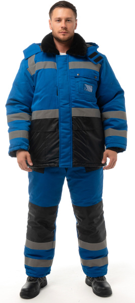 Костюм АЛДАН зимний с ПК (васильковый/черный)