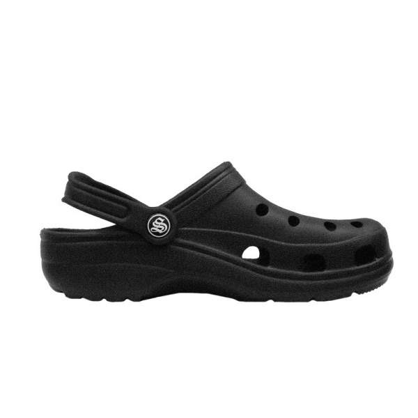 Сабо ЭВА STEP женские с перфорацией и ремешком (черный)