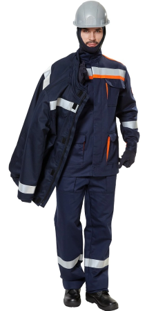 Костюм СП09-ДVII защитный от электродуги летний/демисезонный с БР (оранжевый/т.синий)