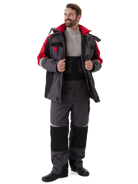Костюм ВЕКТОР зимний с ПК (т.серый/черный/красный)