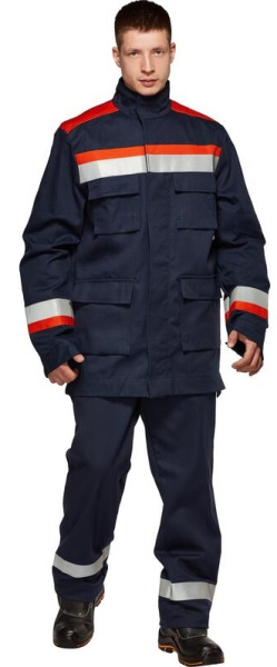Костюм ЭНЕРГИЯ АРАМИД АЛ-3 с БР (т.синий/красный)