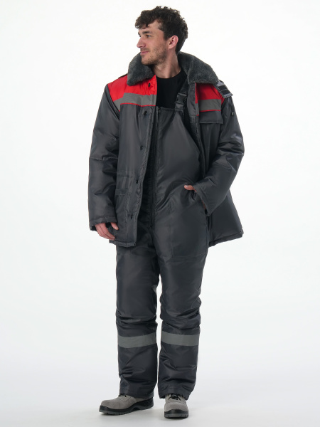 Костюм Т-УЛЬТРА-2 зимний с ПК (т.серый/красный)