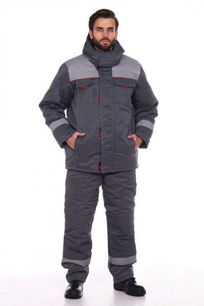 Костюм зимний с ПК (серый/св.серый/красный)