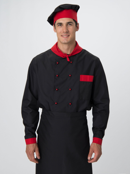 Костюм повара СУ-ШЕФ (черный/красный)