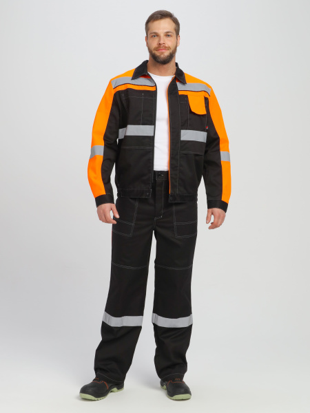 Костюм ВИВАТ-1 ПРЕМИУМ СН МВО с БР (черный/оранжевый)