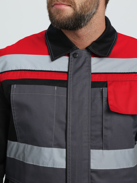 Костюм ВИВАТ-1 ПРЕМИУМ IMP с БР (т.серый/черный/красный)