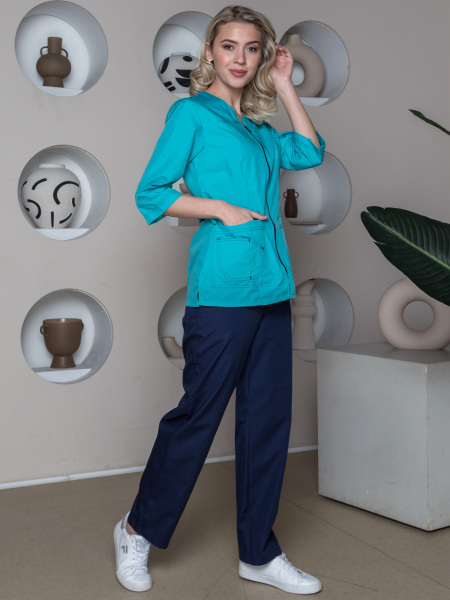 Костюм СПРИНТ женский с БР (бирюзовый/т.синий)