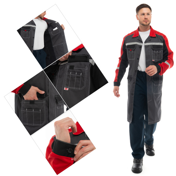 Халат ФОРМУЛА ИТР (т.серый/красный)