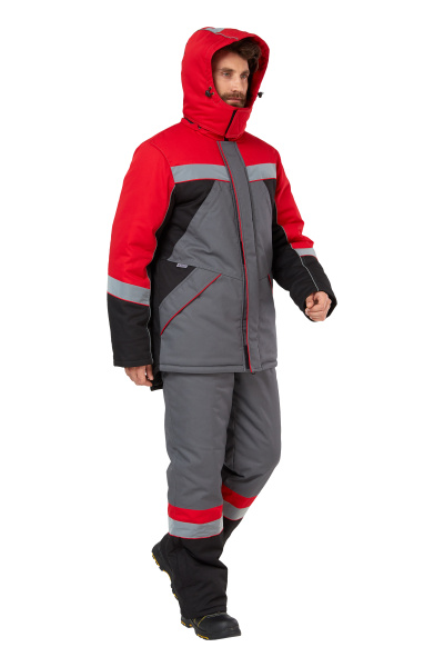 Костюм ПАМИР зимний с БР (серый/черный/красный)