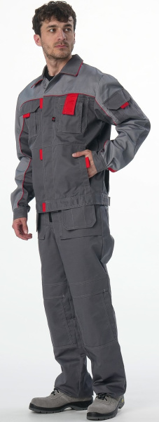 Костюм СОЮЗ-ПРОФЕССИОНАЛ-1 IMP с БР (т.серый/св.серый/красный)