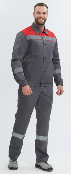 Костюм ЛИГОР-2 СОП с ПК (т.серый/красный)