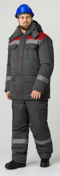 Костюм НЕЙЧ-ПРЕМИУМ IMP зимний с ПК (т.серый/красный)