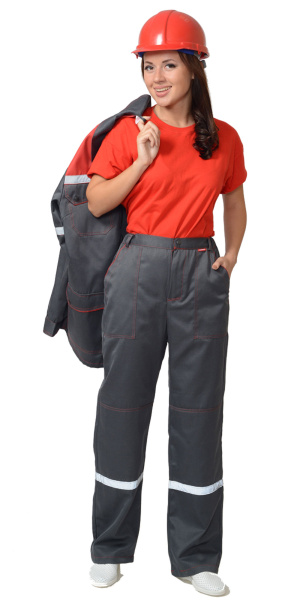 Костюм МЕХАНИК женский с СОП с БР (серый/красный)