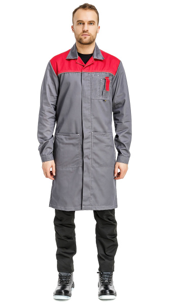 Халат RONTA HL102 (т.серый/красный)