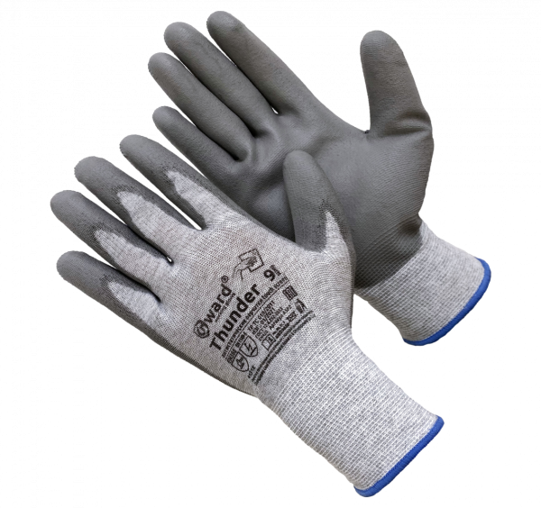 Перчатки THUNDER антистатические нейлоновые с ПУ покрытием (серый)
