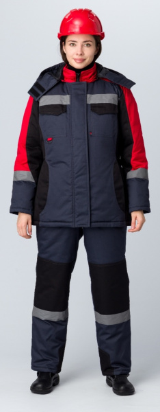Костюм ВЕКТРОН-2 СОП IMP женский зимний с ПК (черный/красный/серый)