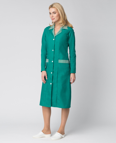 Халат НАДЕЖДА женский (зеленый/полоска)