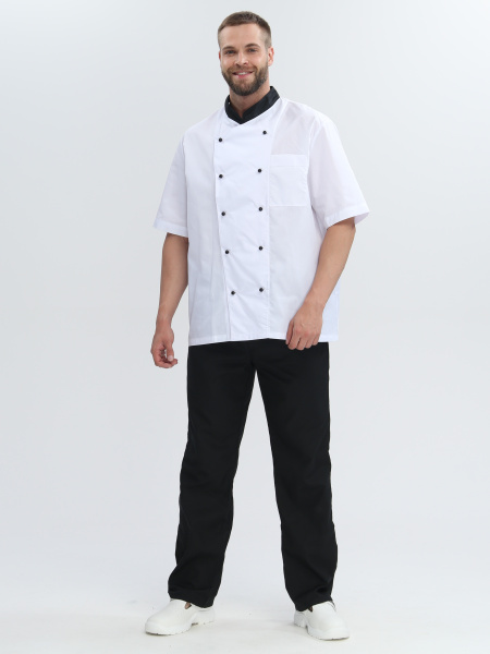 Костюм повара ШОКОЛАД с коротким рукавом (черный/белый)