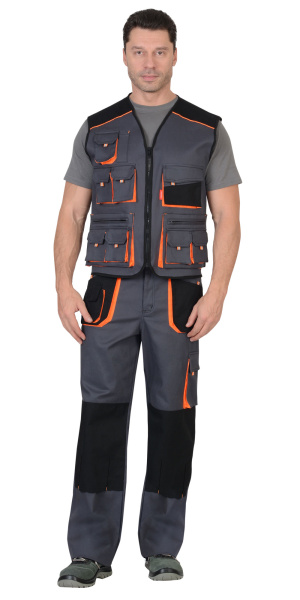 Жилет СИРИУС-МАНХЕТТЕН (т.серый/оранжевый/черный)