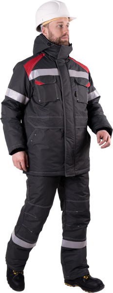 Костюм СТАРАТЕЛЬ ИМПОРТ зимний с БР (серый/красный)
