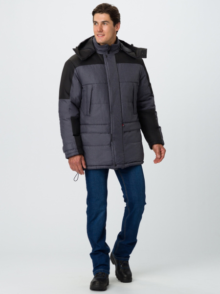 Куртка ПРЕМИУМ зимняя (т.серый меланж/черный)