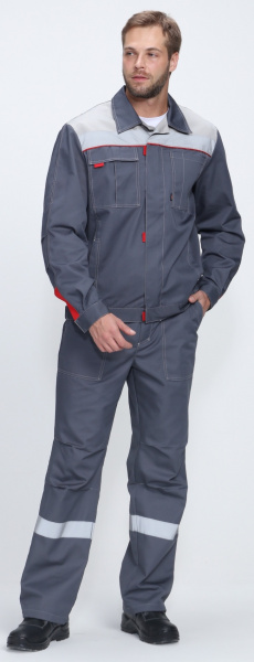 Костюм ФЛОФТ-1 ПРЕМИУМ СОП UZ с БР (т.серый/серый/красный)