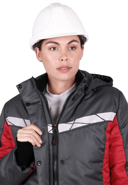 Куртка ВИРАЖ НЕО женская зимняя (т.серый/красный)