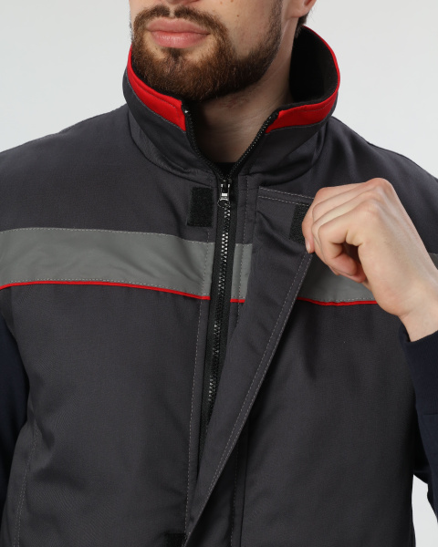 Жилет ГРЕЙ зимний (серый/красный)