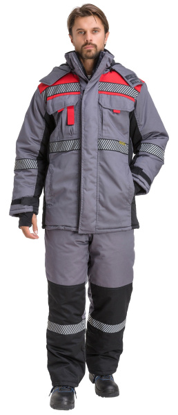 Куртка RONTA KR581 зимняя с СОП (т.серый/красный/черный)