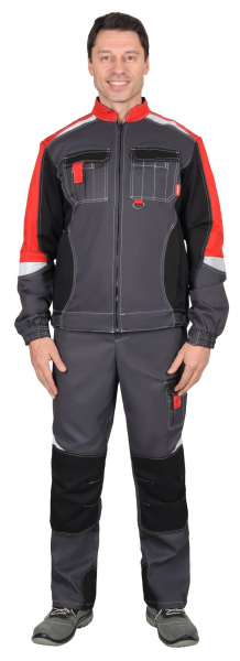 Костюм СИРИУС-ФАВОРИТ-МЕГА СОП с ПК (серый/черный/красный)