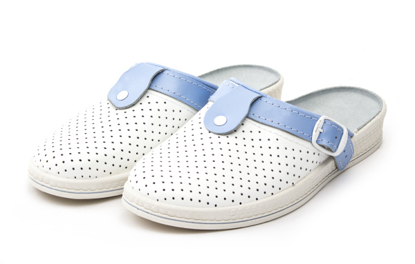 Сабо женские нат.кожа Комфорт ПВХ (белый/голубой)