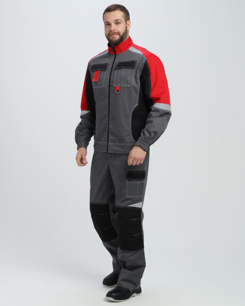 Костюм ВЕКТРОН-2 МВО с ПК (серый/черный/красный)