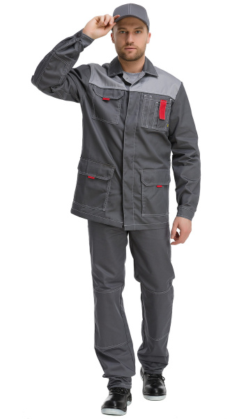 Куртка RONTA KR3090 (т.серый/св.серый/красный)