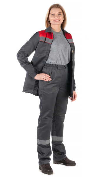 Костюм RONTA KS815 женский с БР (т.серый/красный)
