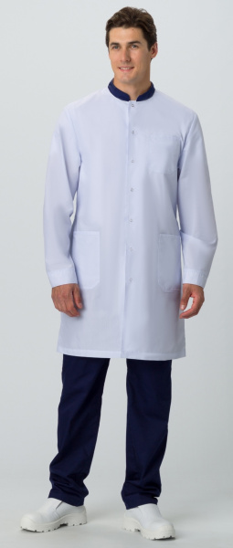 Халат СИМПЛ-001 MEDLINE (белый/т.синий)