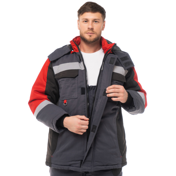 Костюм ФОРМУЛА зимний с СОП (т.серый/красный)