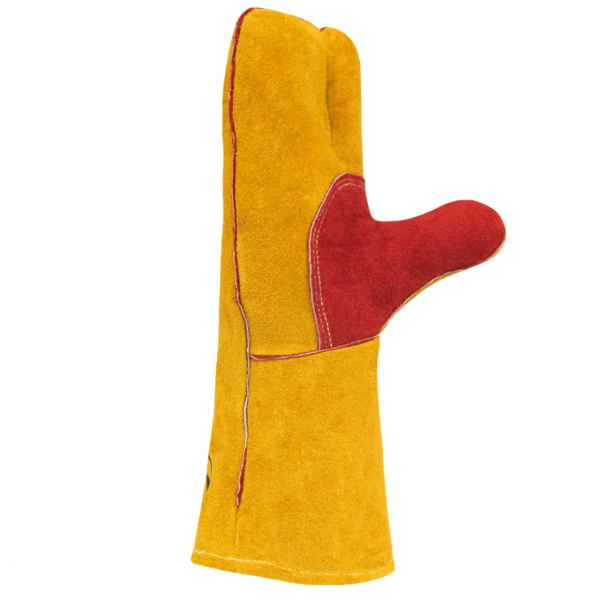 Краги РОСМАРКА 1457 зимние иск. мех особо прочные трехпалые 35см (желтый/красный)